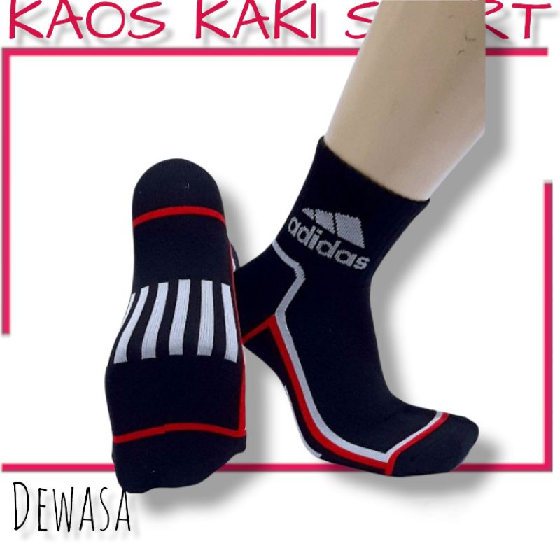 Kaos Kaki Olahraga (ADD New Black) Kaos Kaki Badminton/Kaos Kaki SPORT PE/Koas Kaki Motif PREMIUM/Kaos Kaki Distro ( Trant hitam)