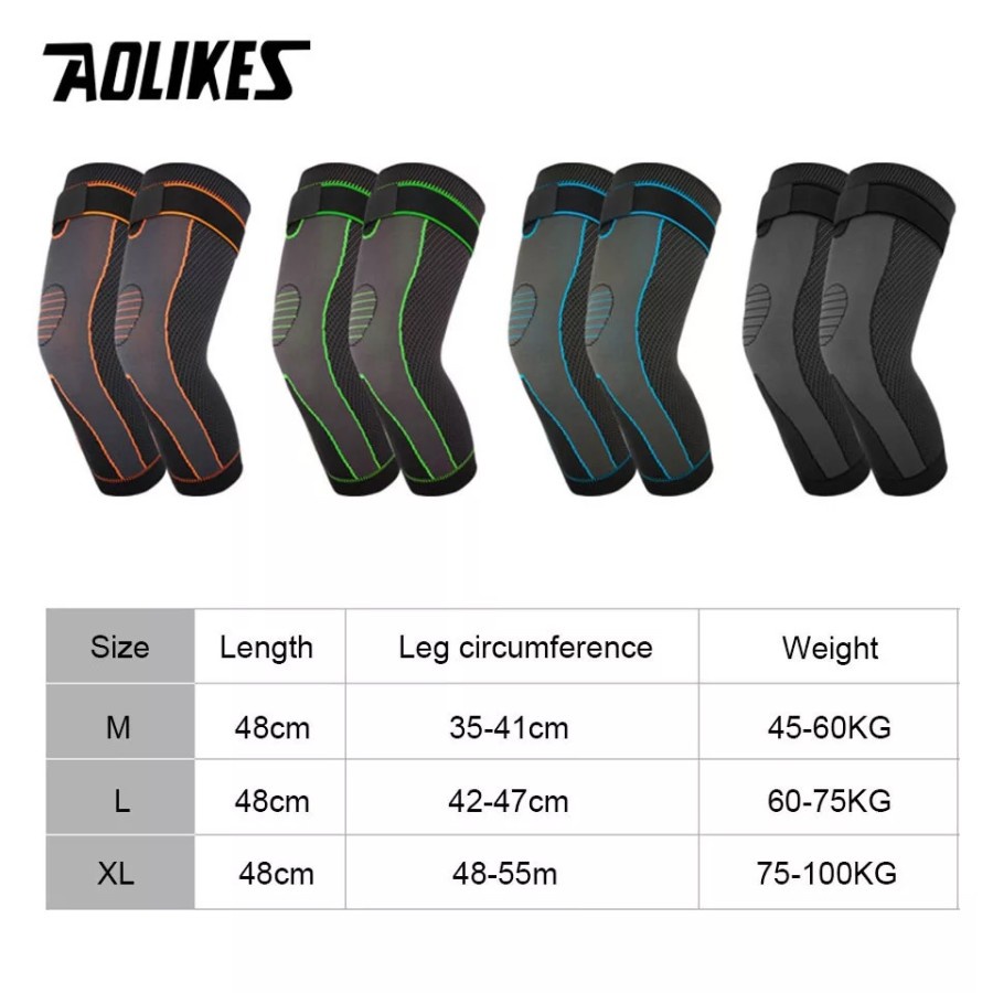 Aolikes 7815 Long Sleeve Wrap Knee Pad Kneepad Support Guard Protector Deker Lutut Kaki Panjang