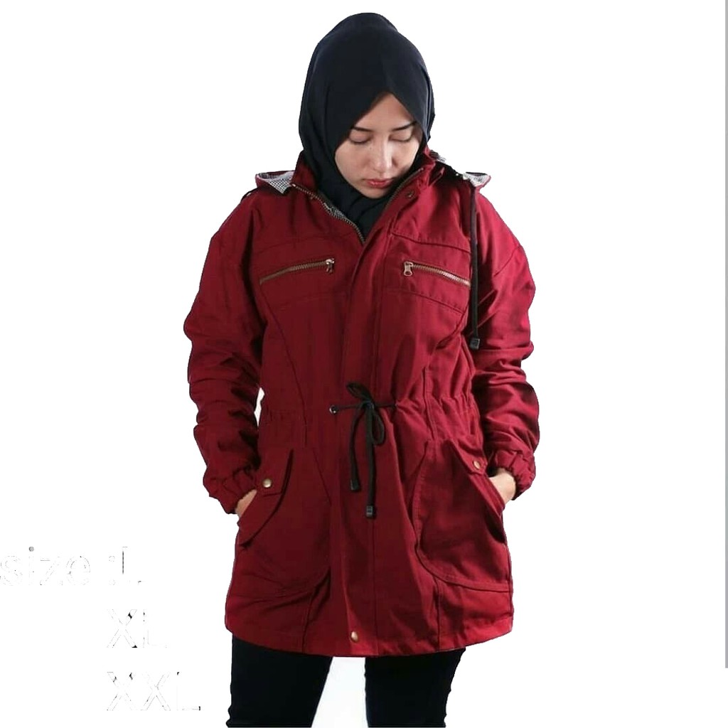 [BAYAR DI TEMPAT/COD] Jaket Parka Wanita Cotton Canvas Premium