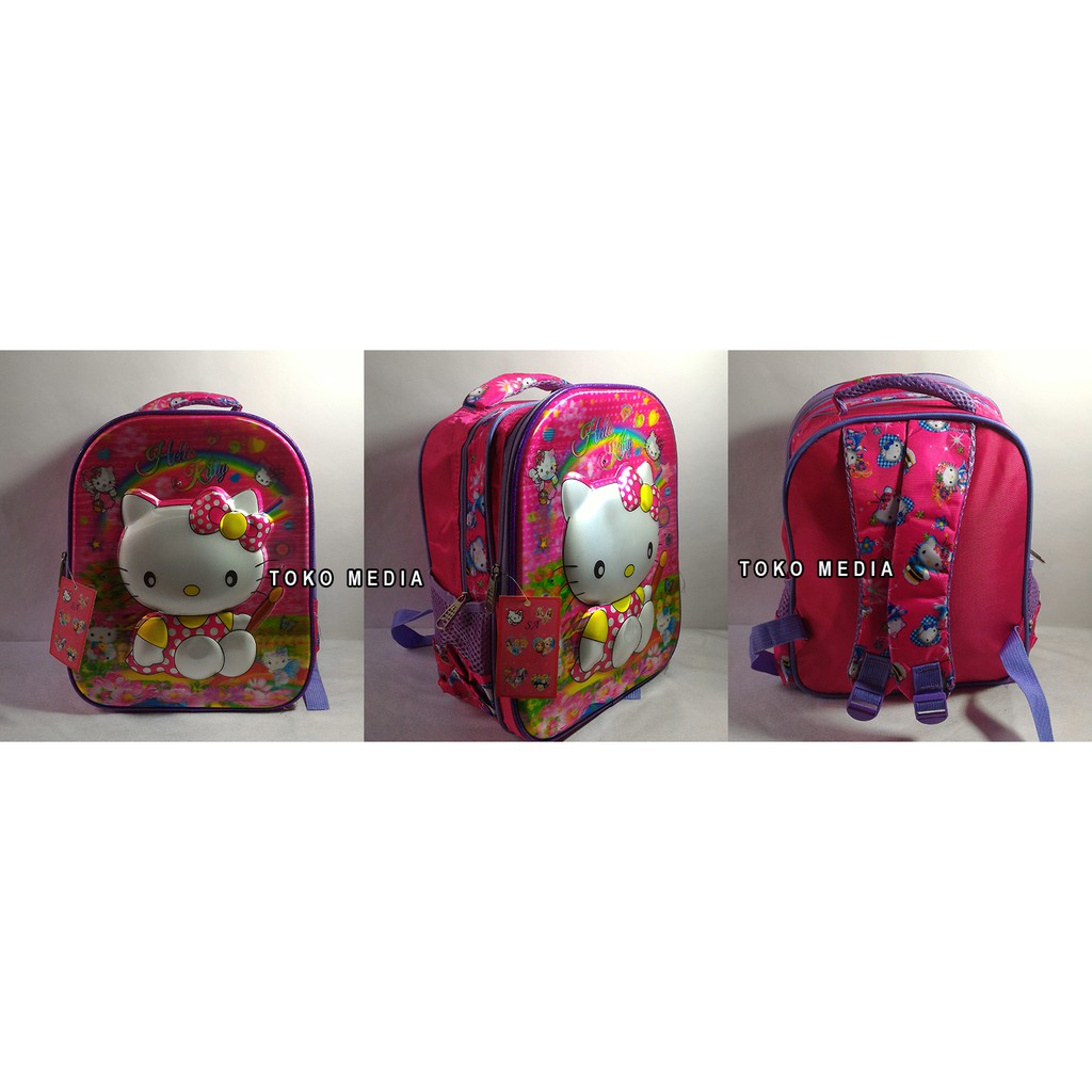 Terunik Tas Ransel Sekolah Anak TK Gbr Timbu Hologram 5D ada Lampu HELLO KITTY