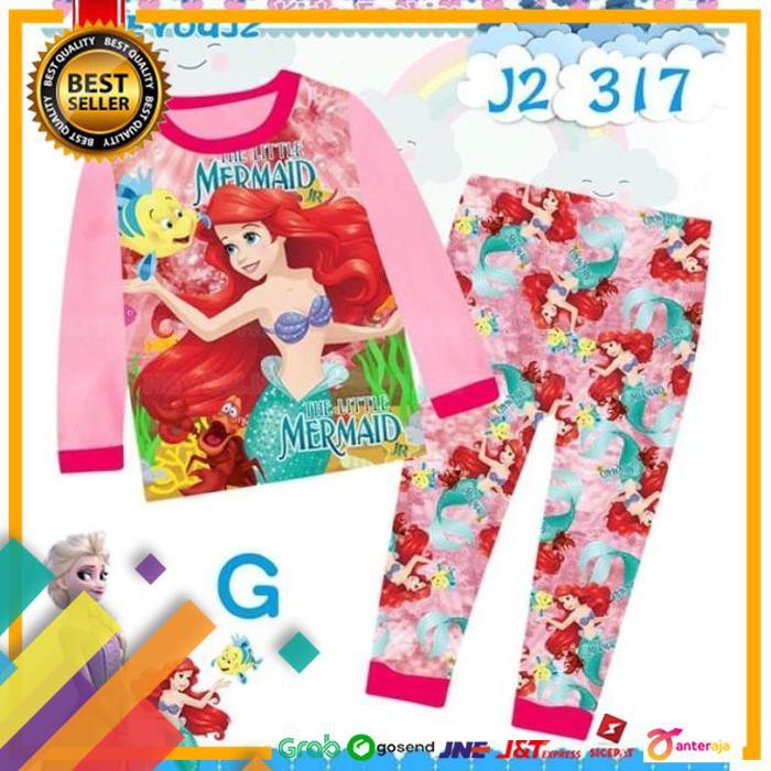 ON SALE.. PIYAMA BAJU TIDUR ANAK KARAKTER PRINCESS LITTLE MERMAID ARIEL J2-317G - 10-11 TAHUN