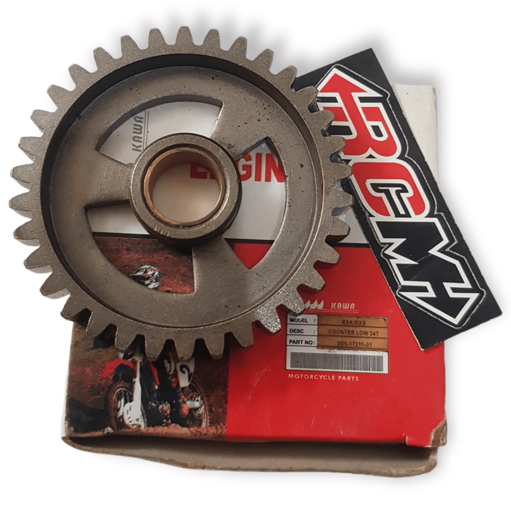 GEAR GIGI MESIN VERSENELING PERSENEL PERSENELING RATIO RASIO WHEEL VERS SEKUNDER 1ST 1 ST COUNTER LOW YAMAHA RXS RXK RX-KING RX-K 34T 34 T SEKUNDER LOKAL JAMINAN KUALITAS