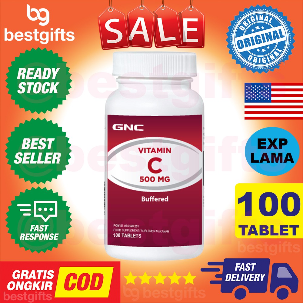 GNC BUFFERED VITAMIN VIT C 500 MG ANTIOKSIDAN KEKEBALAN DAYA TAHAN TUBUH COLLAGEN KOLAGEN 100 TABLET