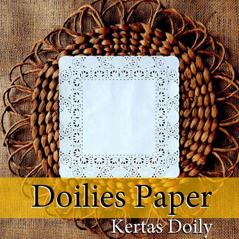 Doily Paper Kertas Doilies Square Putih 8&quot; (20.5cm) isi 100 lembar Kertas Alas Renda / Dragon Pack