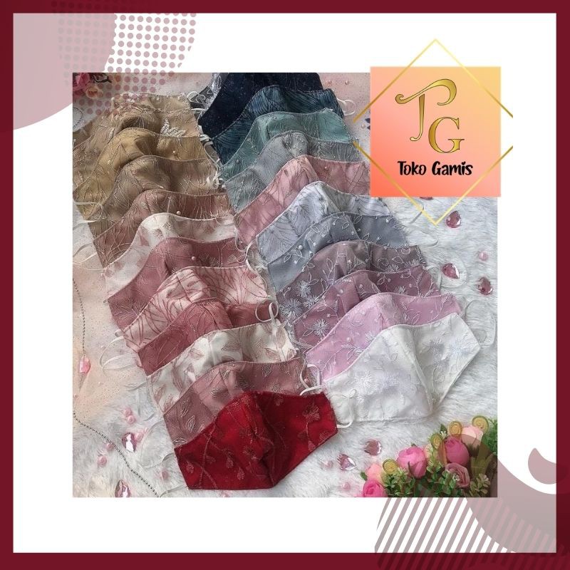 Masker Brokat Tille Rubby Premium Serut Erdua | Kain Brukat 2 Ply | Tile Bunga Toko Gamis