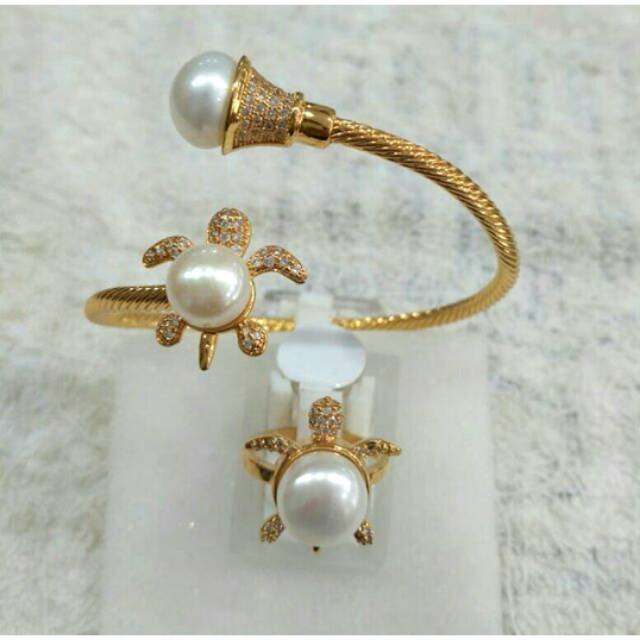 Set Motif Kura-Kura | Mutiara Air Tawar | Lombok Rodium