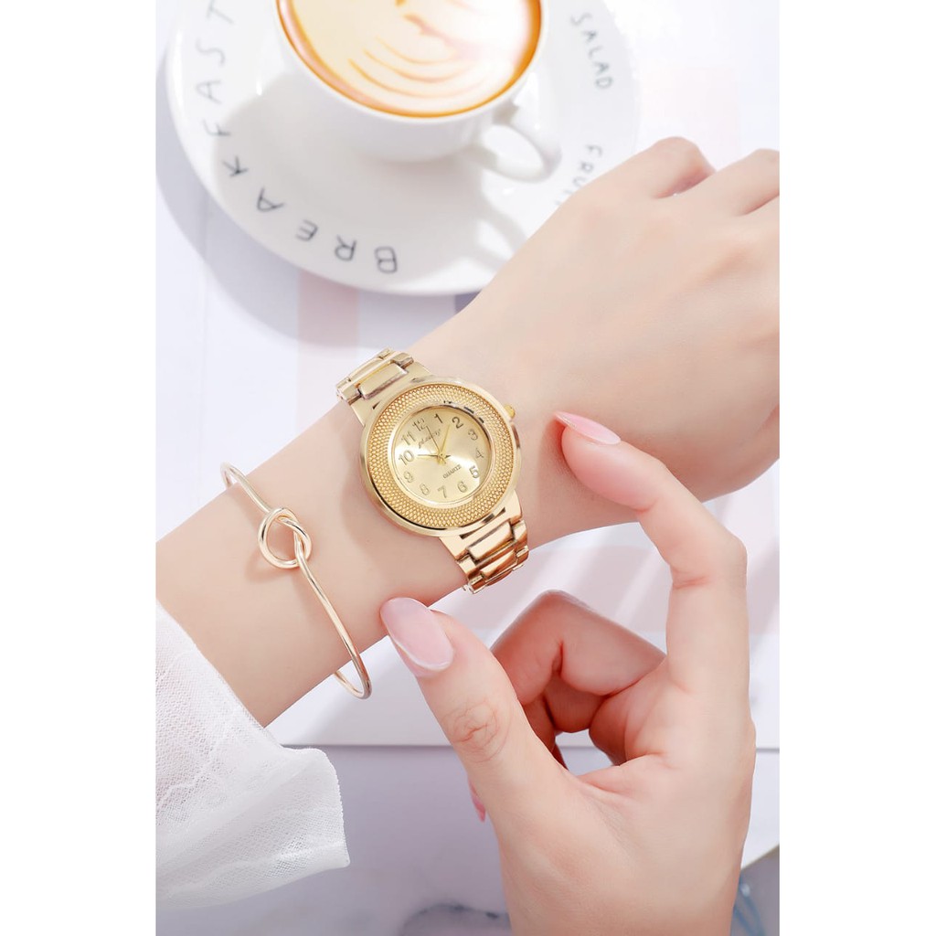 JAM TANGAN WANITA IMPORT STAINLESS GOLD PESTA LEEDS JAM082G1 MURAH KOREA BRANDED PREMIUM BATAM MEWAH