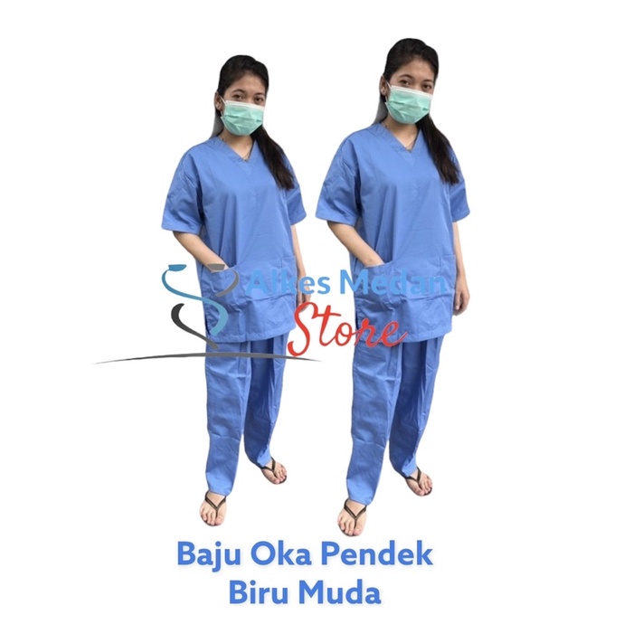 Baju OKA Lengan Pendek / Baju OK/ baju jaga / baju jaga dokter /baju dokter / baju Ok/ baju scrub medis /Seragam medis Samlab alkes