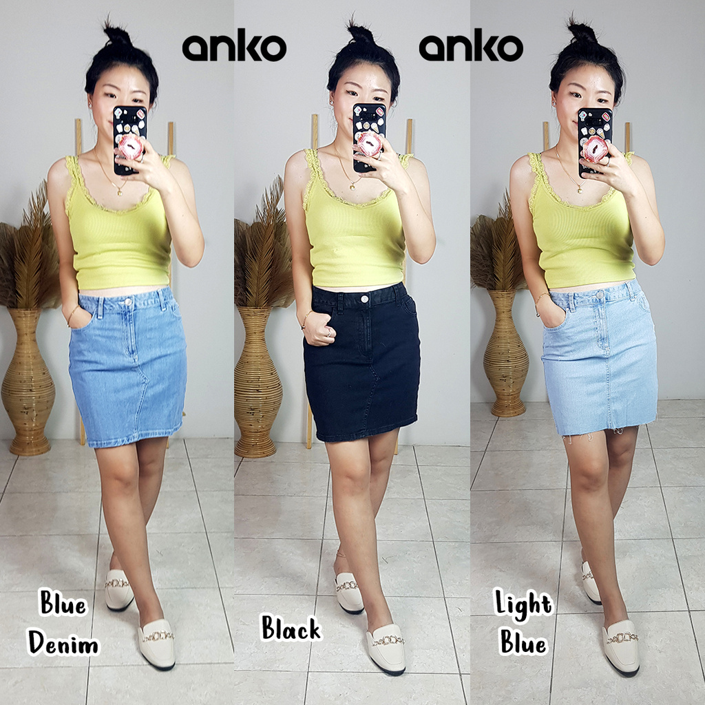 ANKO Denim Jeans Skirt branded sisa ekspor 100% ORI