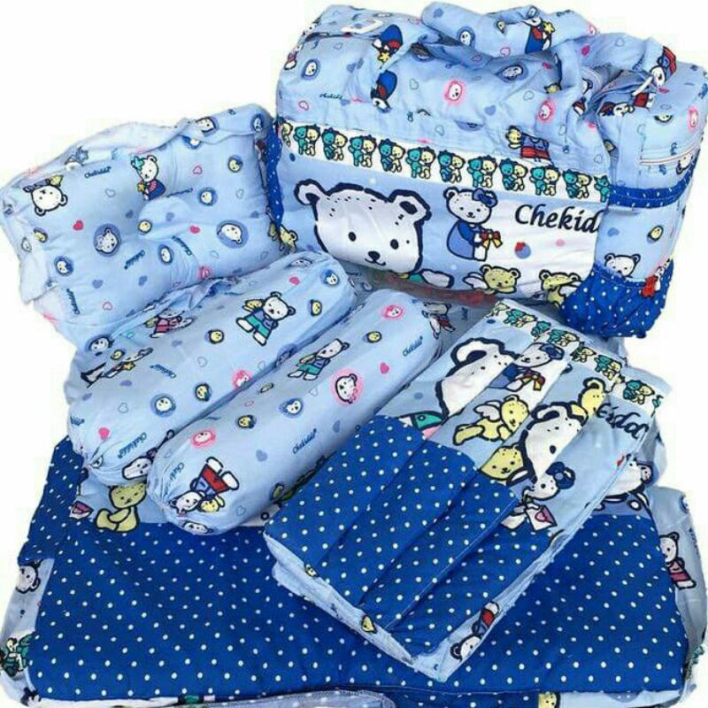 baby set chekido 4 in 1 &amp; 3 in 1( tas, gendongan,bantal guling,alas tidur/perlak)paket kado bayi