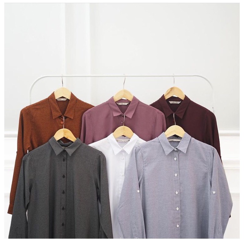 Daily Shirt HL Heaven Lights Kemeja HL White Blue Jeans Smoke