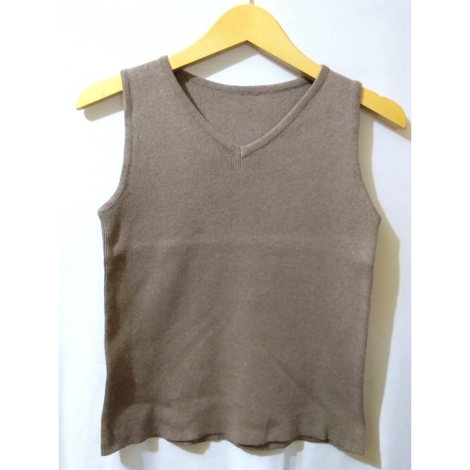 Manset Rajut Tanpa Lengan / Inner Rajut V Neck Tanpa Lengan / Tanktop Rajut Premium