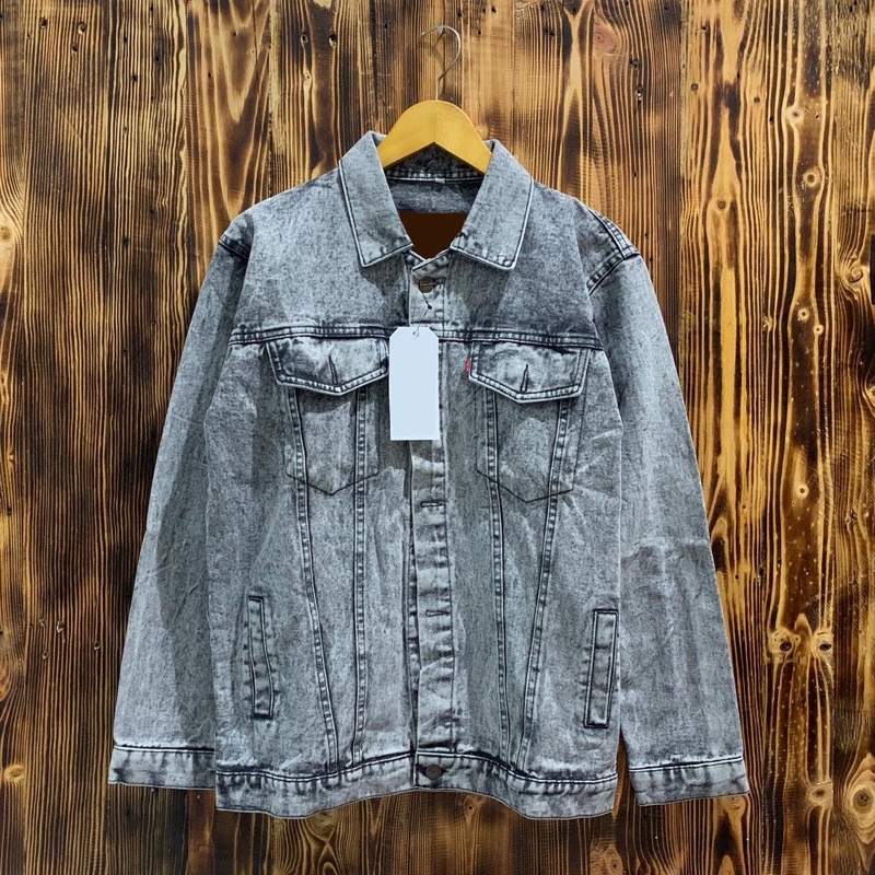 JAKET JEAN SANWSH PRA JAKET  JEAN SNOW BLAK JAKT PRIA JAKET JEAN DENIM JAKET LEVI COPLE  JAKT JENS LEVI-Greywash