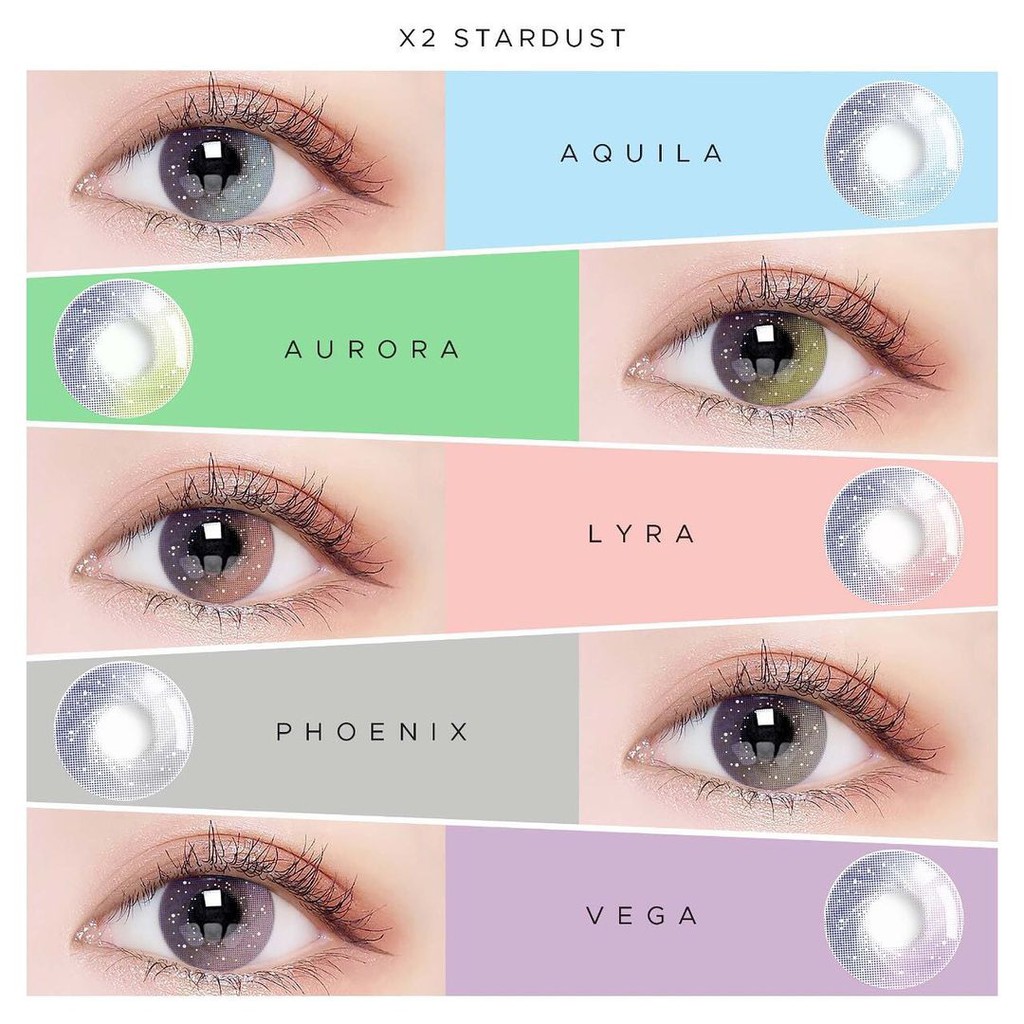 Softlens X2 STARDUST DIA 14.50mm NORMAL &amp; MINUS PHOENIX AQUILA VEGA LYRA (-0.50 S/D -3.00) softlense/Lensa  Kontak/BS