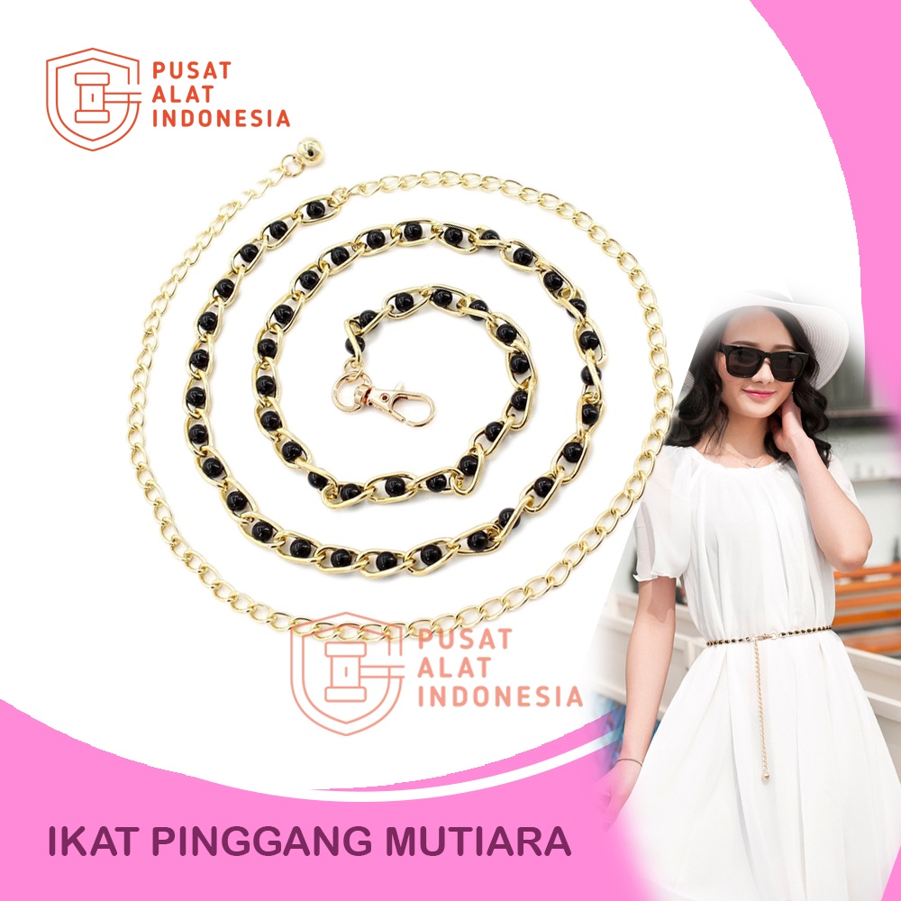 IKAT PINGGANG MUTIARA RANTAI MODEL KOREA ELEGAN SIMPEL SR21 FASHION AKSESORIS WANITA SABUK GESPER PEREMPUAN