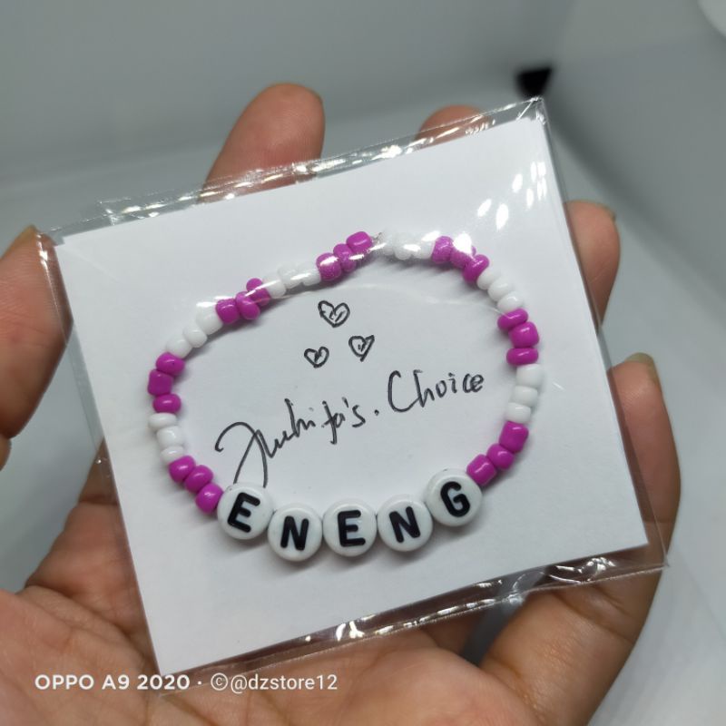 Gelang Korea Manik Bayi dan Anak Ungu Putih bisa ukur size dan tambah nama