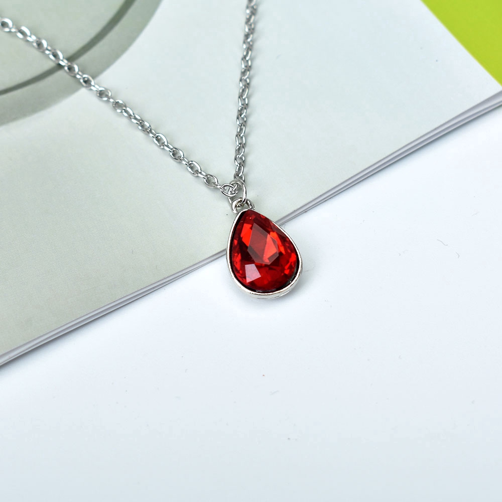 Kalung Choker Liontin Kristal Bentuk Tetesan Air Warna Silver Untuk Wanita