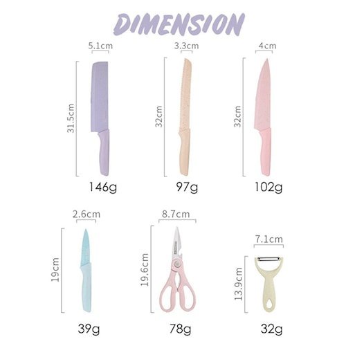 PISAU DAPUR SET 6 IN 1 PISAU DAPUR SET STAINLESS ANTIKARAT KITCHEN KNIFE