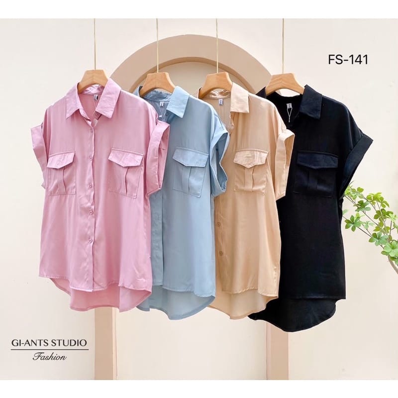 ADELIA BLOUSE GIANTS BASIC | KEMEJA LA MOON  IMPORT BANGKOK FS141