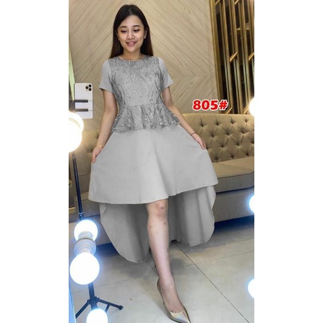 805# dress ekor scuba fashion wanita pesta