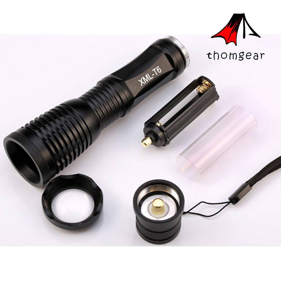 Thomgear Senter Led Super Terang Body Aluminium Tactical Cree Xm-L T6 8000 Lumens - F18