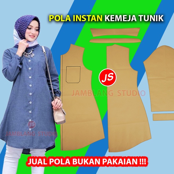 Pola Instan Tunik Kerah Kemeja Sederhana [ Pola Baju Jamblang Studio ]