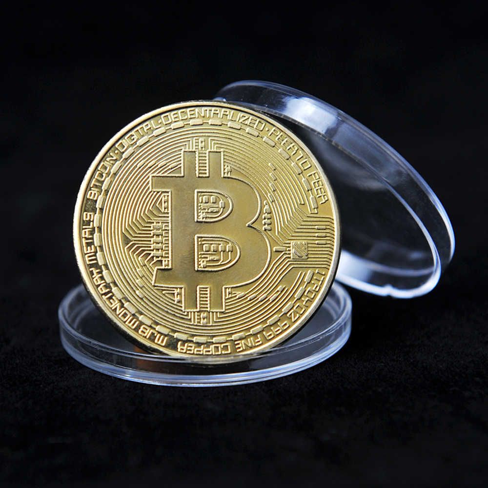 Coin Bitcoin Gold Plated Fisik Pajangan Koleksi Souvenir Gift