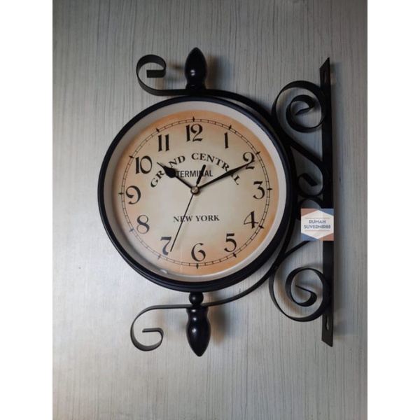 Jam Gantung 2 Sisi Shabby Vintage Garden Wall Clock