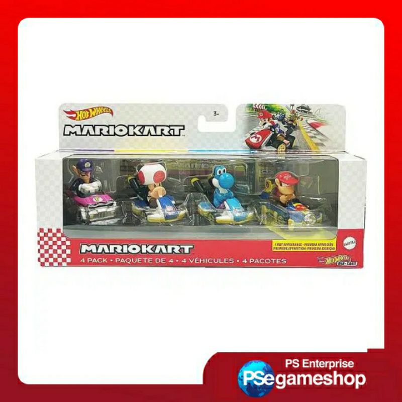 Hot Wheels Mario Kart Vehicle 4-Pack, Set of 4 Fan-Favorite Characters Includes 1 Exclusive Model