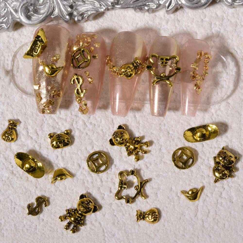 AUGUSTINA Augustina New Year Nail Art Lucu Koin Cina2022Tahun Dolar Amerika Emas Ingots DIY Nail Art Alat