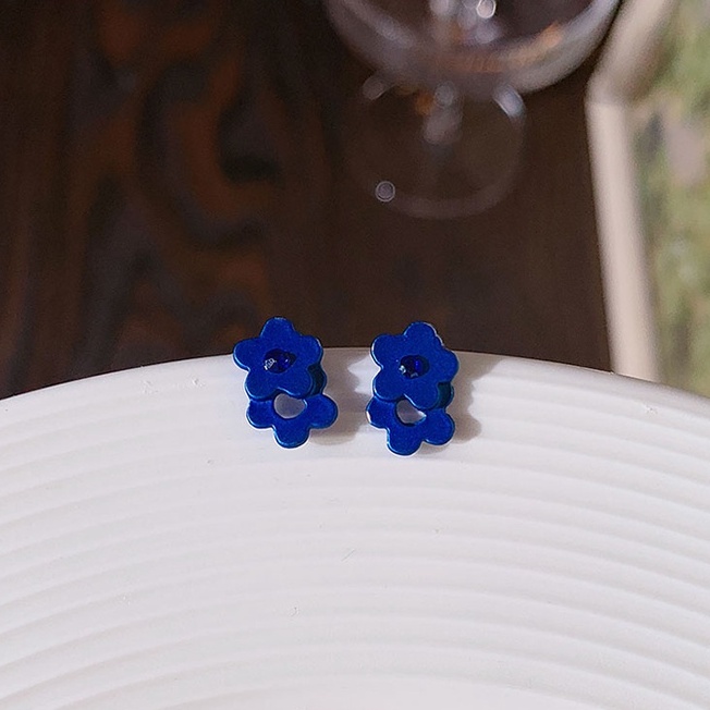 Anting Gantung Panjang Model Minimalis Warna Biru Gaya Korea Untuk Wanita