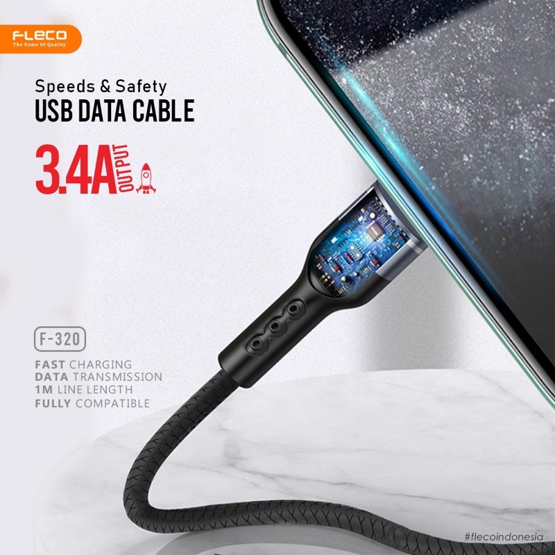 PROMO KABEL DATA FLECO F320 FAST CHARGING MICRO / TYPE C