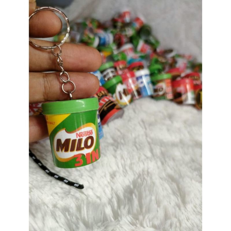 Gantungan Kunci Miniatur Ice Cream Cup, BOBA, Eskrim, makanan kaleng, Susu dll