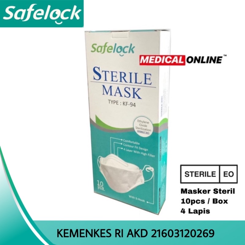 MASKER STERIL SAFELOCK STERILE KF-94 / BUKAN EVOPLUSMED BUKAN DUCKBILL MEDICAL ONLINE MEDICALONLINE