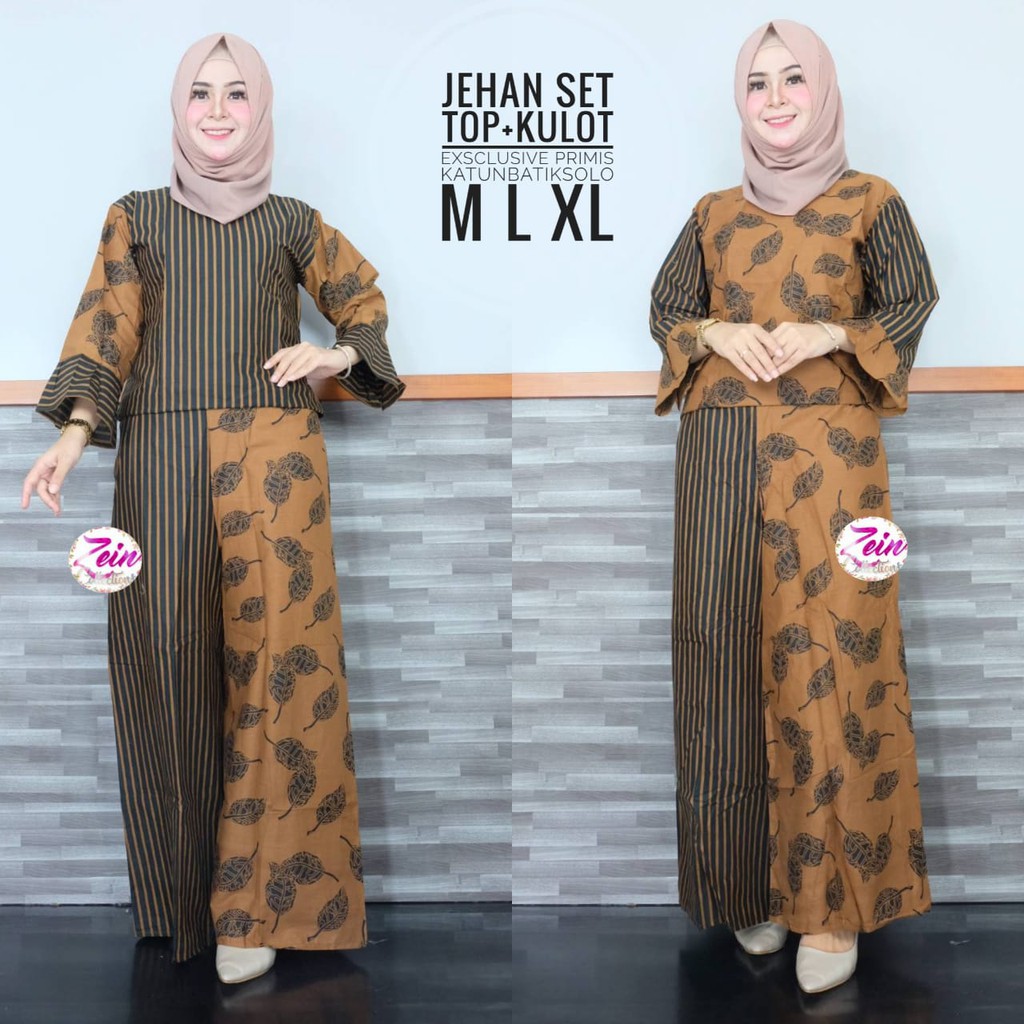Jehan Set ORI ZEIN set batik top + kulot fashion batik solo seragam batik