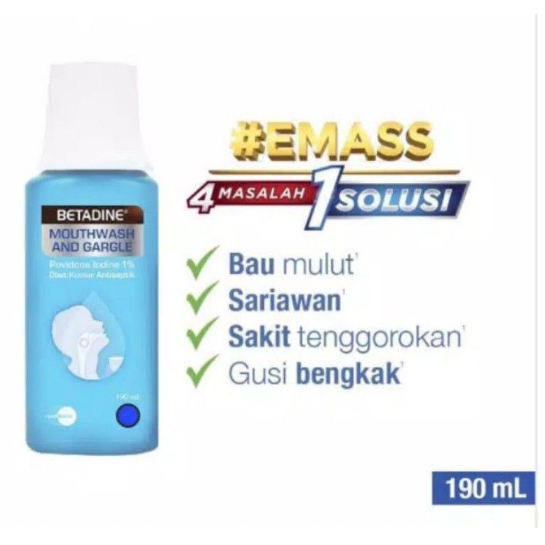 BETADINE KUMUR ANTISEPTIK / PEMBERSIH MULUT 190ml