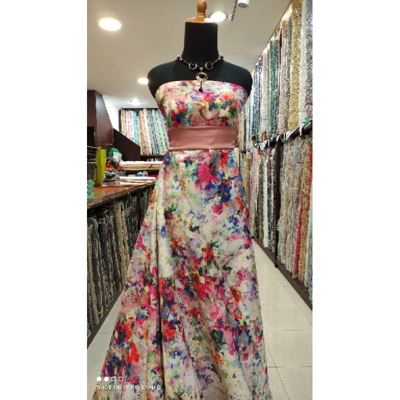 Kain Jacquard Dress Emboss Bridesmaid Motif Abstrak
