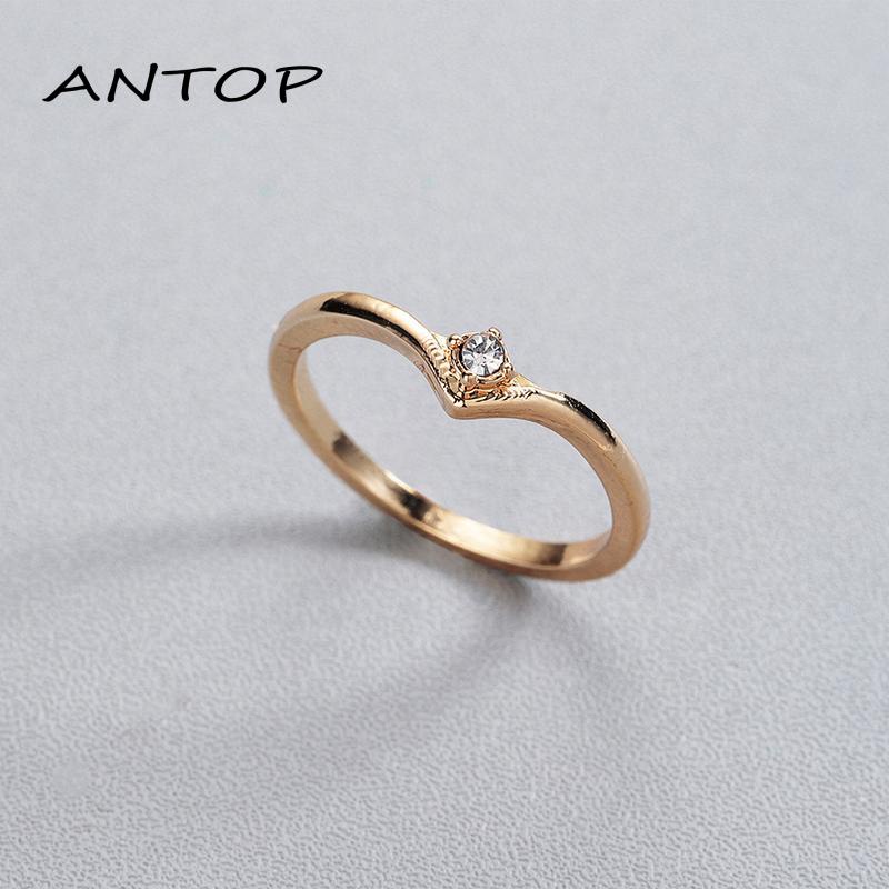 Cincin Bentuk V Bahan Zircon Untuk Wanita