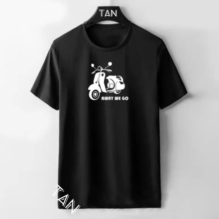 Tan-kaos distro katun combed 30s || atasan wanita/pria vespa away wego // kaos unisex on my way / ka