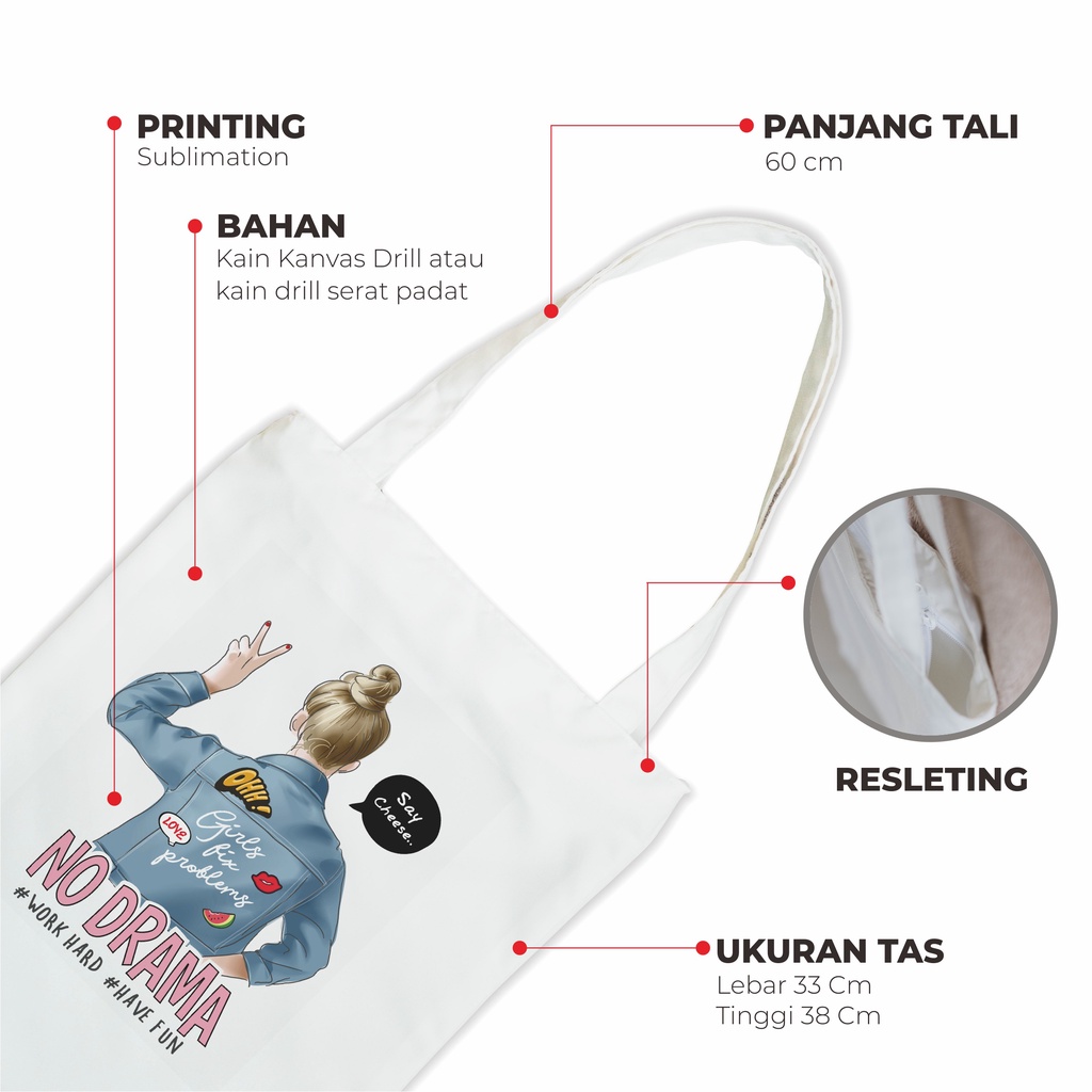 Sevine Totebag Tas Wanita Tote Bag Resleting quotes - FG