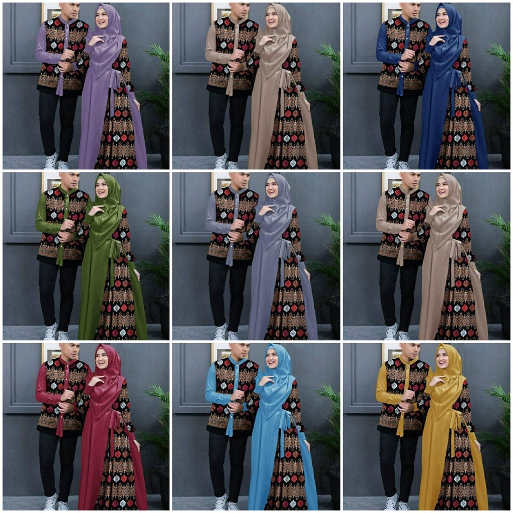 Batik Couple Rira Busui | GT25 | Baju Pesta Couple | Batik Pesta 3in1 | Gamis Batik Pasangan