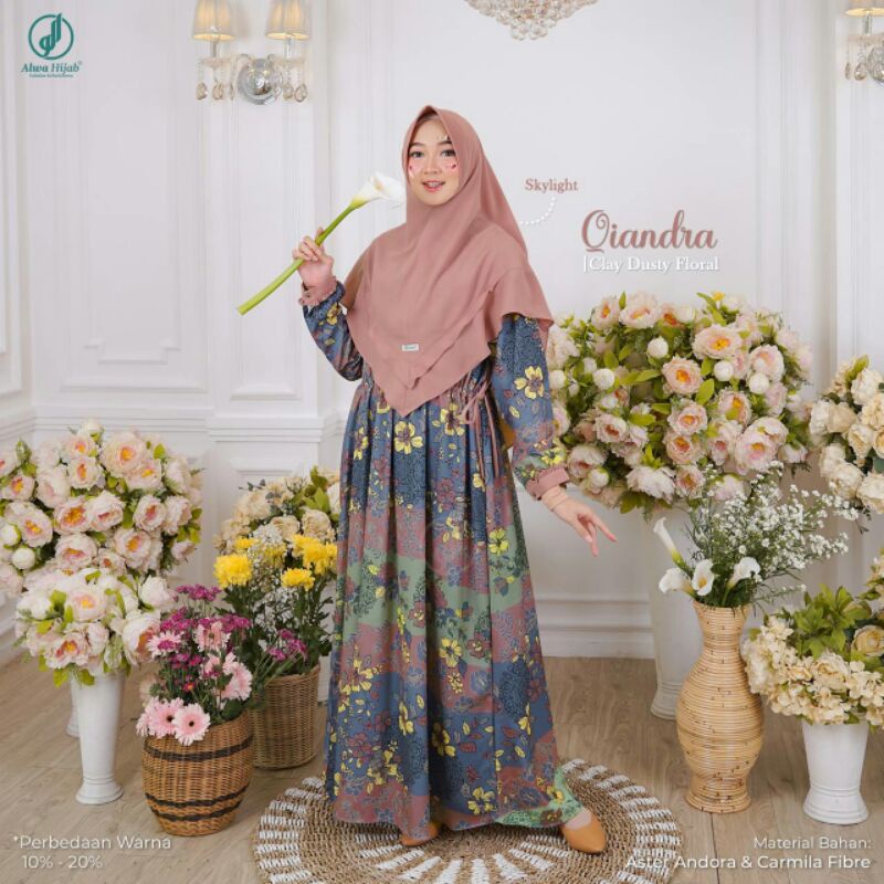 Qiandra Clay Dusty Floral ori Alwa Hijab