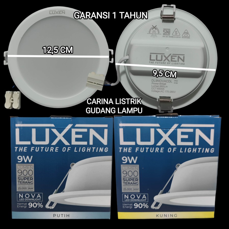 LUXEN NOVA PANEL LED 9W IB BULAT SNI GARANSI 1 TAHUN - KUNING WW 3000K