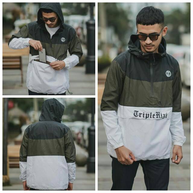 Jaket Pria Cogoule Kombinasi Hitam, Army&Putih