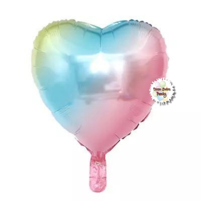 Balon Foil Love / Balon Foil Hati / Bentuk Hati Warna Rainbow 40cm