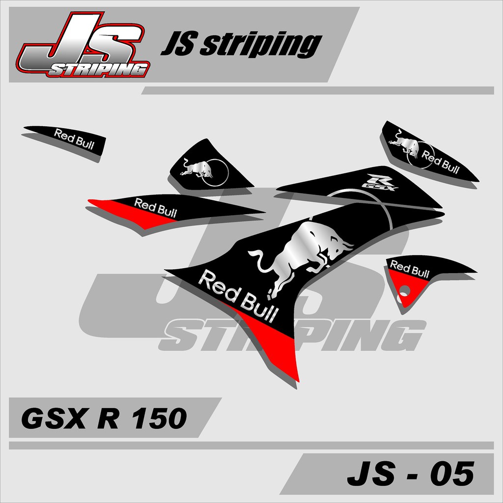 Stiker Striping Variasi Semifull GSX 150 R / GSX R Motif Redbull Minimalis Kode JS-05