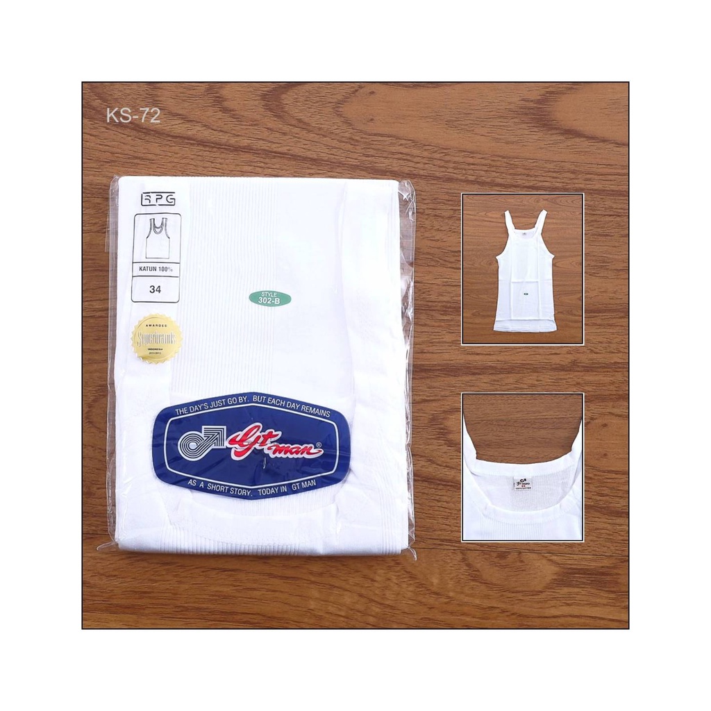 3 Pcs - Singlet GT Man Pria Dewasa RPG302B | Kaos Dalam GTman RPG 302 B Laki Laki Pakaian Underwear Satuan Grosir Open