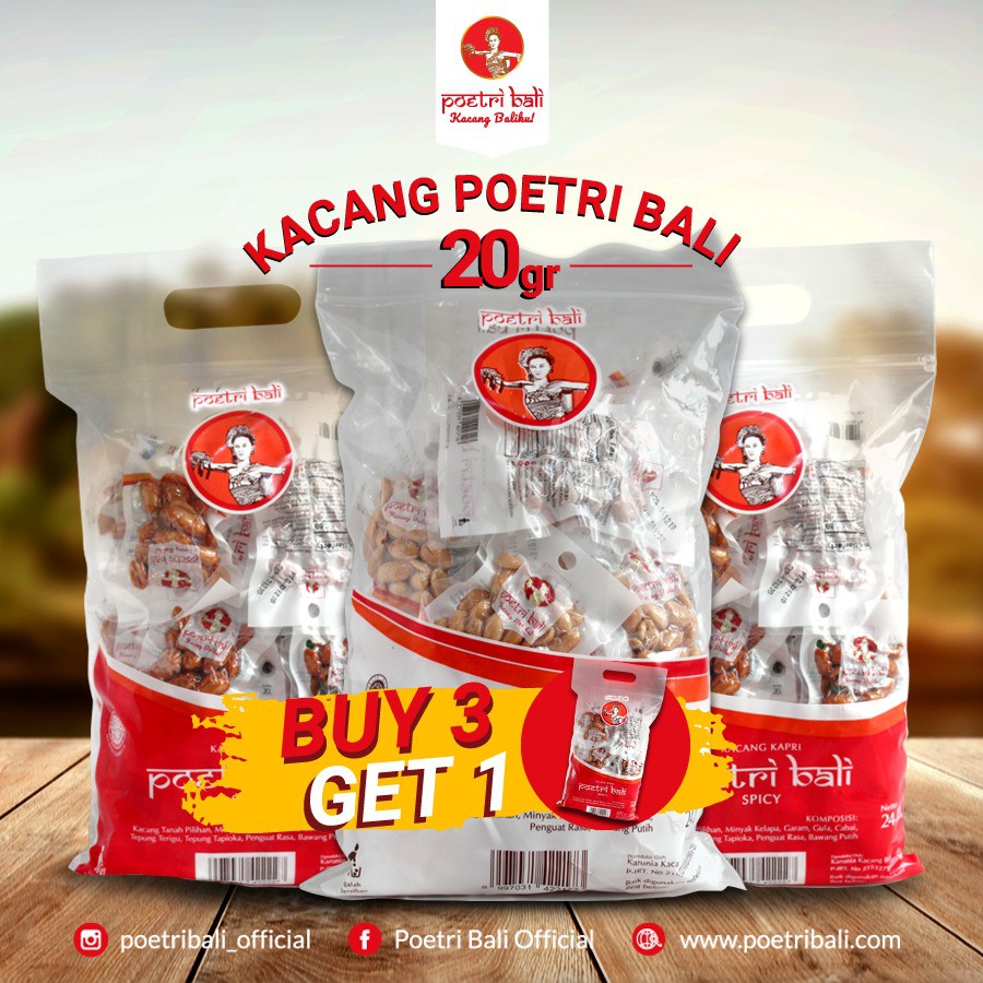 

PROMO BUY 3 GET 1 Kacang Poetri Bali 20gr All Varian