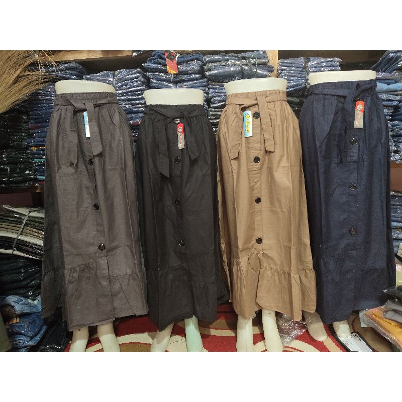 Rok Panjang Wanita Bahan Katun Cigarete Polos / Rok Bahan Katun