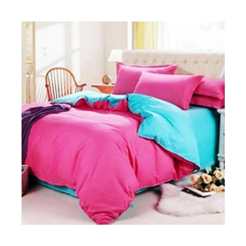 KUP - COD MURAH {KUP} BEDCOVER SET/ DUVET WARNA BIRU PINK FANTA BAHAN KATUN POLOS HALUS DENGAN DAKRON 7OZ TEBAL